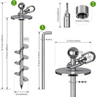Ancrage de sol robuste pour laisse de chien, pivotant à 360°, en acier allié, spirale de 15 pouces, pour jardin et camping