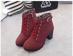 Bottes d'automne-hiver pour femme, bottines à lacets, chaussures à talons hauts pour femmes, chaussures vintage - Product Image 6