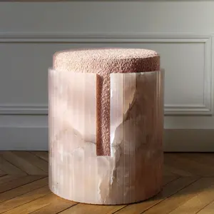 SHIHUI piedra Natural muebles para el hogar mármol Dolce taburete reposapiés otomano con pata de mármol para sala de estar