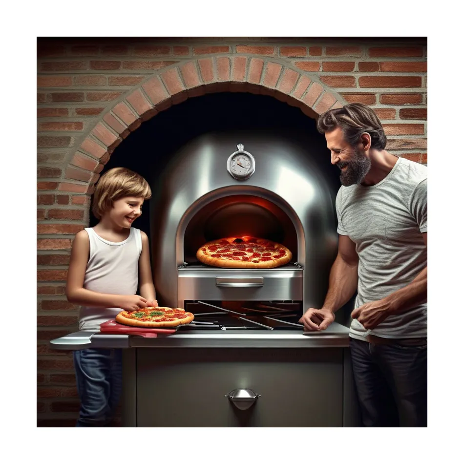 Alas berdiri 4 nampan karbon 16 inci Stainless Steel Outdoor Pizza Oven kayu ditembakan Gas Burner pengganti