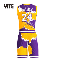 Uniforme d'arbitre de l'équipe de basket-ball or et violet de sublimation complète à vendre