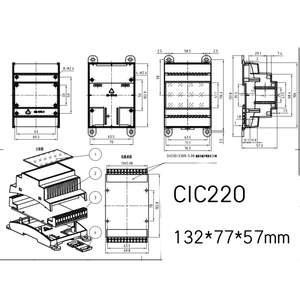 Caja eléctrica de riel <span class=keywords><strong>Din</strong></span>, carcasa de plástico ABS/PCS, fuente de alimentación, medición, Control Iot, carcasa de plástico, 132*77*57mm CIC220 - Product Image 3