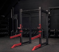 REYK REYK18 Rack de squat semi-encadré en acier de qualité commerciale avec barre de traction et rangement pour haltères pour l'entraînement de force de la poitrine et du corps entier
