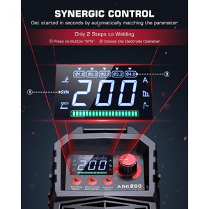 Premium 200A macchina per saldatura ad arco/sollevamento TIG 110V/220V IGBT Inverter controllo sinergico bastone saldatore grande Display a LED per acciaio - Product Image 4