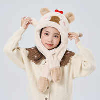 BoTu Kawaii Capybara déplacer oreille chapeau filles garçons dessin animé mignon Animal écharpe épaissir casquette hiver chaud enfants trucs casquettes cadeaux de noël