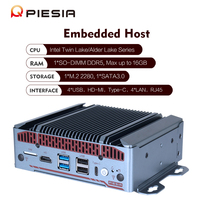 Mini PC Din Rail Tanpa Kipas 4 Port LAN Intel Generasi ke-12 N150 N305 16GB DDR5 Barebone DC 9~36V Firewall Pfsense Industrial Opsi PoE
