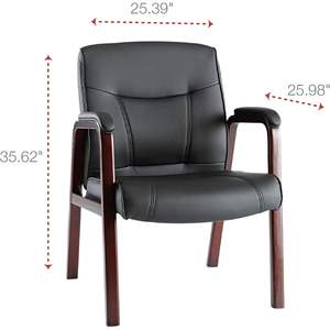 Silla de invitados de cuero serie Alera Madaris con acabado en madera y cuatro patas en negro/mogoní para salas de espera - Product Image 5