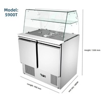 Comptoir Réfrigéré Commercial Intégré en Acier Inoxydable à Refroidissement par Air, 3 Portes, pour Salades, Fruits et Légumes, avec Fonction de Conservation de la Fraîcheur