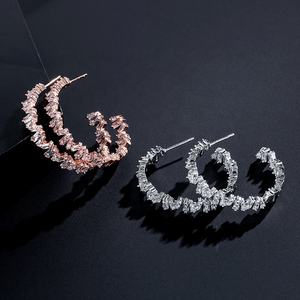 Pendientes de circonita cúbica de una hilera RAKOL EP2527 CC plateados - Product Image 4