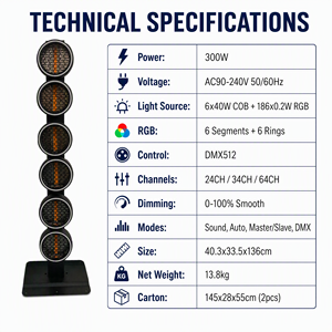 Barra LED Stroboscopica Professionale <span class=keywords><strong>Retro</strong></span> a 6 Lenti 300W COB DMX512 24CH 34CH 64CH Attivabile al Suono per Palcoscenico, Discoteca, Feste, KTV, Club, Concerti - Product Image 5