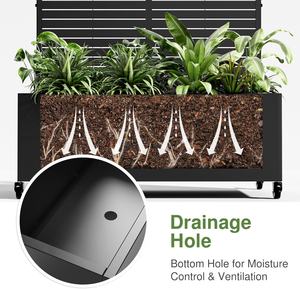 Shunuo, cama de jardín elevada de hierro, ruedas de enrejado, 72x47x16, diseño moderno, agujeros de drenaje fácilmente ensamblados, pantalla de privacidad - Product Image 6