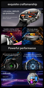 Montre connectée H99 4G avec carte SIM cellulaire, 3+32 Go, écran AMOLED rond, GPS, caméra rotative, appel vidéo sans fil, téléchargement d'applications - Product Image 3