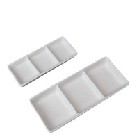 Plats de service rectangulaires en céramique à deux ou trois compartiments, style japonais, pour sauces et accompagnements, compatibles micro-ondes