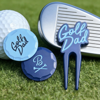 Outil de réparation de divots de golf en alliage de zinc de haute qualité, durable, écologique, avec logo personnalisé, finition artisanale, pour deux clubs de golf