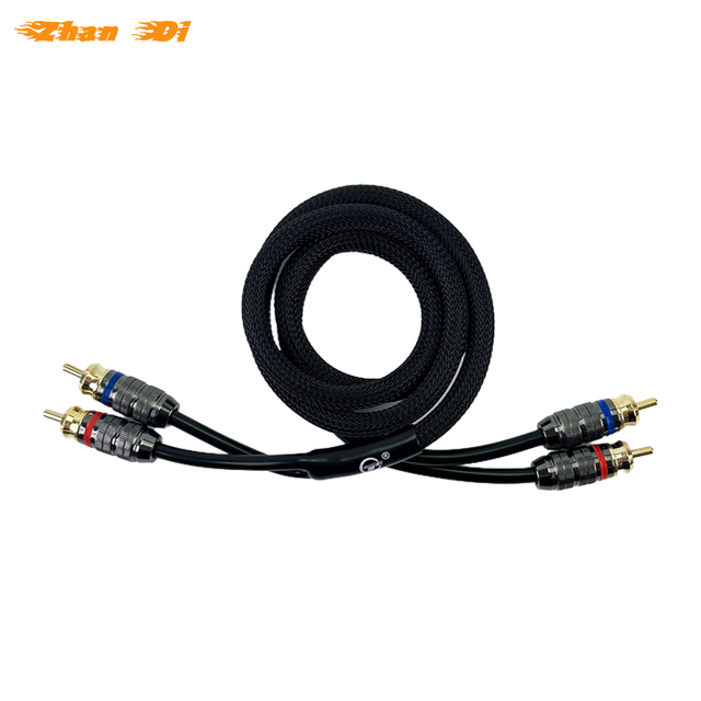 Manufacturer 4 Connectors 2M Copper Core Twisted Interconnect Car Audio RCA Plug Cable with 1 Year Warranty for Wired Carplay