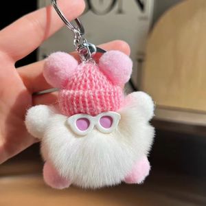 Soododo Simpatico Portachiavi a Forma di Pallina di Carbone in Pelliccia Sintetica di Coniglio Rex Fatta a Mano, Ciondolo Peluche Cartoon per Auto e Accessori per Borse - Product Image 6