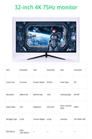 Nouvel écran LED LCD IPS QHD 4K 75Hz de 32 pouces avec ports DP/ports de montage VESA pour usage professionnel Noir Garantie 1 an