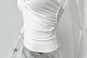 <span class=keywords><strong>Top</strong></span> Corto da Donna Aderente <span class=keywords><strong>Bianco</strong></span> con Spalline Sottili, Canotta Sexy alla Moda <span class=keywords><strong>Senza</strong></span> <span class=keywords><strong>Maniche</strong></span> - Product Image 6