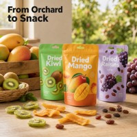 Verpakkingen voor fruit snacks op maat, zakjes voor gedroogd fruit, hanggat, klaar voor presentatie, hersluitbaar, retail, private label levering