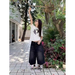 Unisex <strong>Tennagers</strong> Retro Cropped Length Denim Shorts, Wide-Leg Summer New Style - Product Image 3