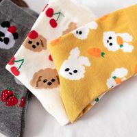Vente en gros de chaussettes de sport mignonnes à motifs de dessins animés pour femmes, chaussettes en coton fantaisie à motifs animaliers, chaussettes décontractées à la mode pour filles