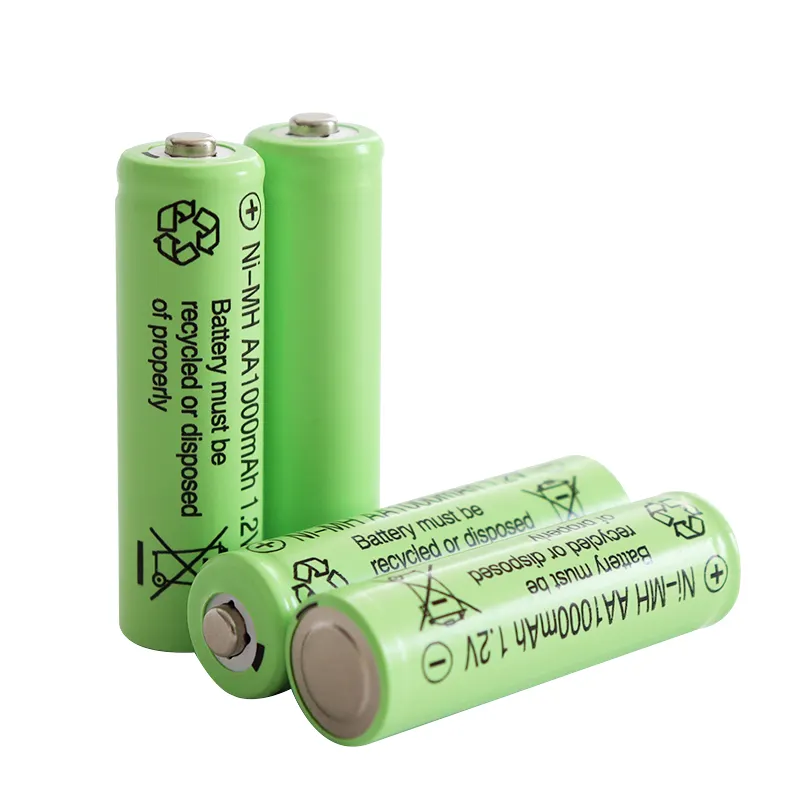 เป็นมิตรกับสิ่งแวดล้อมทนทาน 1.2v 1000mAh Ni Mh แบตเตอรี่ AA แบบชาร์จไฟได้สําหรับเด็กไฟฟ้าของเล่นรถล็อคอัจฉริยะ