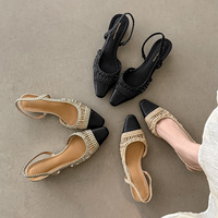Sandales à talon bas pour femmes, style artisanal rustique bohème, luxe discret, en cuir véritable, semelle en caoutchouc, chaussures confortables