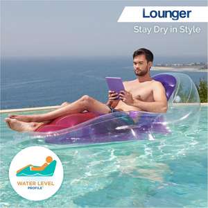 Flotador Inflable Ergonómico de PVC para Piscina con Portavasos, Color Rosa Morado Transparente, para Adultos, Fiestas Acuáticas de Verano - Product Image 4