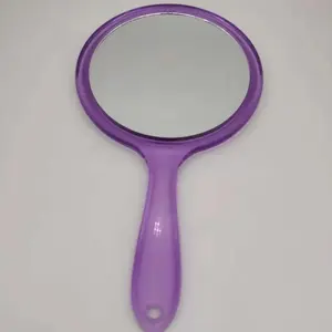 Miroir de poche double face grossissant 1x/3x avec poignée, en plastique transparent, forme arrondie, outil de maquillage - Product Image 5