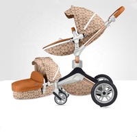 Poussette multifonctionnelle pliable en cuir PU Hot Mom 360, rotation à 360 degrés, poussette 3 en 1 pour nouveau-né et tout-petit, voyage