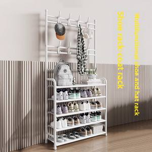 ราวแขวนเสื้อผ้า ชั้นวางรองเท้า ชั้นวางหมวก วัสดุโลหะผสมสังกะสี ดีไซน์ทันสมัย สำหรับห้องนั่งเล่น - Product Image 1