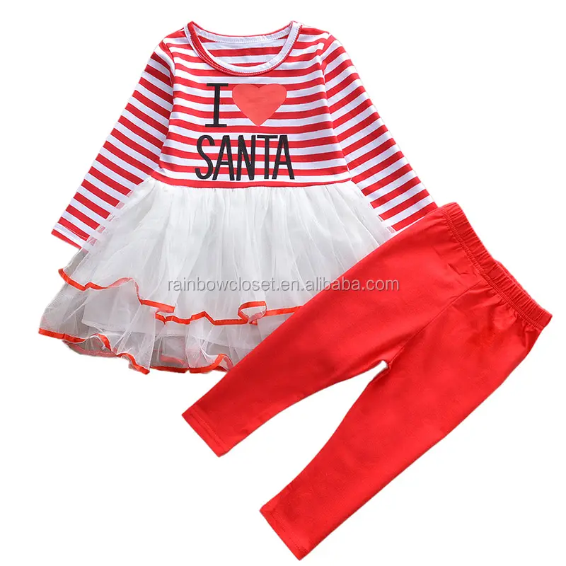 Bambini ragazze vestito a maniche lunghe e Set di abbigliamento Legging pantaloni per bambini per bambini Set vestiti per costumi di natale per bambini