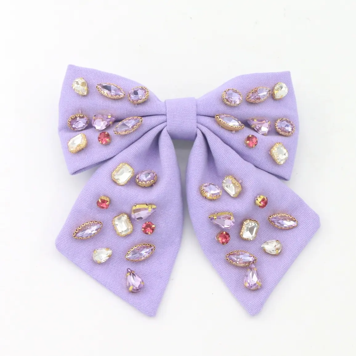 Vintage Bow Denim Fabric With Colored Crystals Pearl French Spring Hair Accessories For Girls