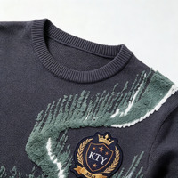 Pull à col rond personnalisé OEM & ODM avec logo, manches longues, pull en tricot pour homme, taille plus, pull en tricot avec flocage