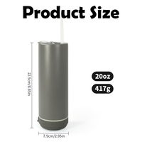 Tumbler Speaker Nirkabel 20oz Bentuk Lurus, Tumbler Speaker Lapisan Bubuk Baja Tahan Karat, Mug Air Warna Campuran