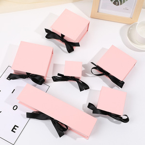 EVERWIN Fashion Wholesale Plain Square Customized <strong>Paper</strong> Rings Earrings Necklaces Pendants <strong>Bracelets</strong> Pink Jewelry Packaging Box - Product Image 1