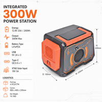 Batterie LiFePO4, alimentation électrique extérieure 256Wh, contrôleur MPPT à onde sinusoïdale modifiée pour les voyages avec ports Type-C 5A