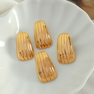 Geometric Stripe <b>Titanium</b> Steel <b>Stud</b> Earrings 18k Gold Plated Minimalist Design Fashion Jewelry - Product Image 1