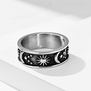 Hochwertige 8mm Unisex Edelstahl-Spinner-Ringe Vintage Goth Böse Augen Ovaler Schliff mit Goldplattierung für Hochzeit und Verlobung - Product Image 5