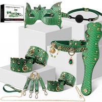 Ensemble BDSM en cuir PU effet peau de serpent 3 couleurs, imperméable, collier, menottes, bandeau, bâillon à boule, paddle, jouets sexuels pour adultes, jeux de rôle pour couples
