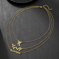 Collier Horoscope Délicat en Gros en Acier Inoxydable, Pendentif Superposé 12 Signes Astrologiques, Logo Personnalisé OEM ODM Reach