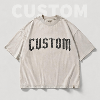 T-shirt surdimensionné pour homme avec impression de lettres gothiques anciennes anglaises, style vintage délavé à l'acide, streetwear avec finition usée