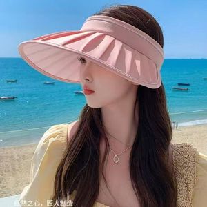 หมวกกันแดดฤดูร้อนสำหรับผู้หญิง ปีกกว้าง ระบายอากาศได้ดี ป้องกันรังสียูวี เหมาะสำหรับการเดินทางกลางแจ้ง สีพื้น - Product Image 4