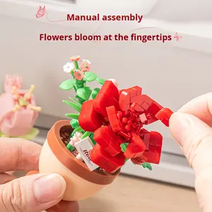NOUVEAU 1:72 40-Piece Building Blocks Flower Bouquet Potted Plant Small Particle Assembly Toy Unisex Sunflower Valentine's Day - Product Image 4