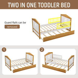 Lit superposé pour enfants avec barrières de sécurité et roulettes pour chambre d'enfant, couleur orange, structure démontable - Product Image 4