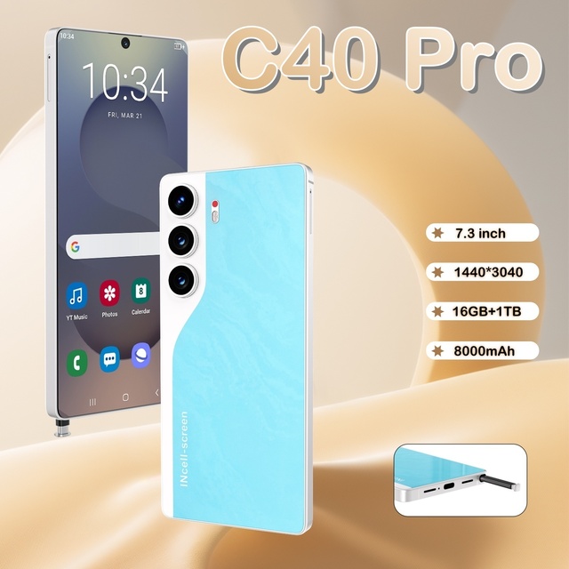 Factory Wholesale 2026 New 7.3-inch 120hz Refresh Rate Deca-core 48mp + 108mp Unlocked C40 Pro 3g & 4g Smartphone Global Version