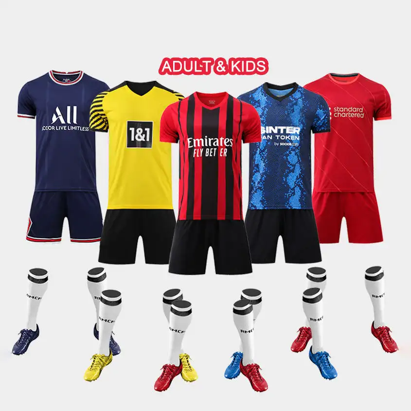 Traje de camiseta de fútbol con logotipo personalizado para niños, Jersey de equipo de manga corta personalizable con número de Sponsor