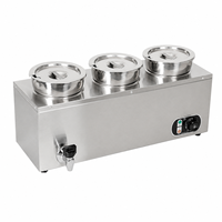 Chauffe-chocolat professionnel 4L à 3 bacs en acier inoxydable, station de maintien au chaud pour sauces et desserts, idéal pour les boulangeries et les marques de concession - Vente directe usine
