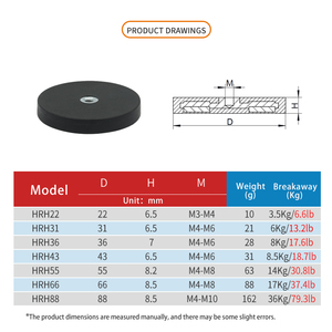 Soporte Magnético Personalizado para Gopro con Luz para Vehículos, Imán de Neodimio Recubierto de Goma, 22mm 31mm 36mm 43mm 66mm 88mm M4 M5 M6 - Product Image 3