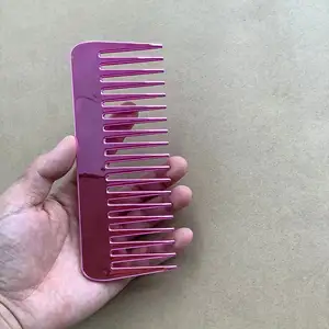 New Simple Durable Plastic Wide tooth UV Metallic Mirror Effect Hair Comb Shower Hair Brush Promotional Gift Salon Hair Comb